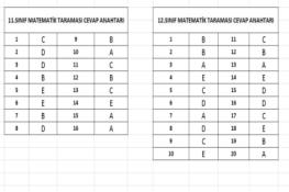 11 - 12.Sınıf Matematik Taraması Cevap Anahtarı (04.03.2026)